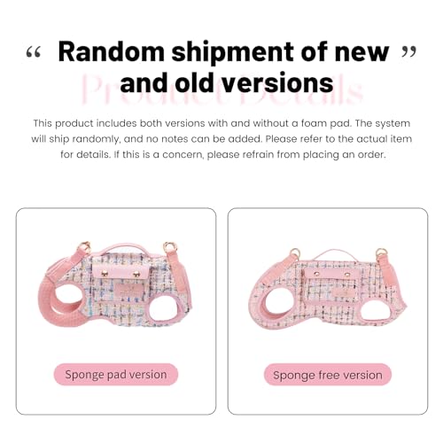 Wakytu Dog Lift Harness Dog Carrier Sling for Small Dogs & Cats,L | stylish puppy sling carrier with handle & pocket,adjustable leash,walking & travel - color: 2.0 Pink, size: Large(11-16 LBS)