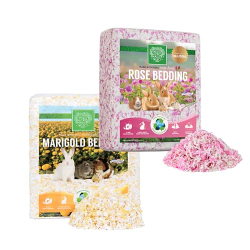 Small Pet Select Floral Paper Bedding Bundle, Rose & Marigold | Scented Odor Control, Soft Absorbent Bedding, Made in USA, For Guinea Pigs, Rabbits, Hamsters & Small Pets