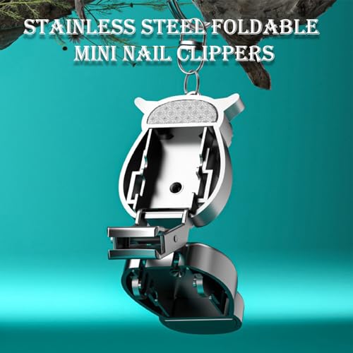 Owl Keychain Nail Clipper,Foldable 2-in-1 Stainless Steel (Rose Gold) | 2-in-1 Built-in Nail File | Compact | Zinc Alloy | Gift | Camping Travel | Silver Black Gold Rose Gold - color: Rose Gold