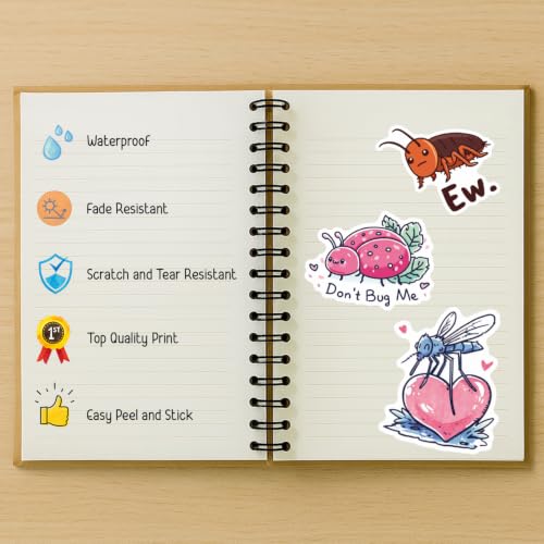 100 PCS Bug Stickers Pack – Waterproof Bug Decals for Water Bottles, Laptops, Phones, Notebook, Cars – Cool Vibrant Graphics for Bugs Enthusiast - color: Bug