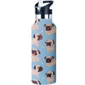 Kids Water Bottle with Straw,Dog Pug Bottle Vacuum Insulated Stainless Steel Travel Mugs Tumbler For Sport School Outdoor 20 oz - color: Blue Pug