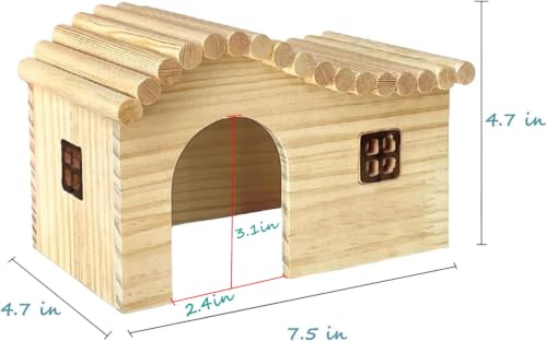 Hamster Wooden House with Windows Rat Wood Hideout Small Animal Climbing Play Hut for Dwarf Hamster Sugar Gliders Gerbil