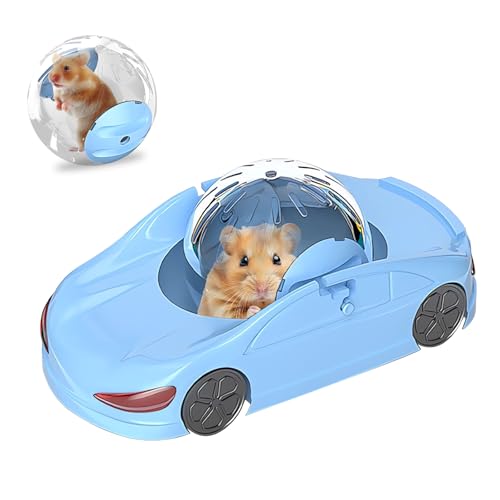 Silent Hamster Exercise Ball, with Ventilated Design - Safe & Durable Fitness Toy for Night Use, Non-Slip Surface & Removable Cover Small Pet Running Wheel for Hamsters, Gerbils, Mice (Blue)