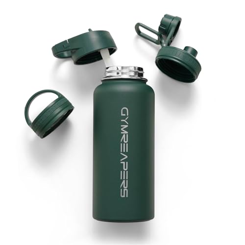 Gymreapers Insulated Water Bottle with Straw - 32 OZ Stainless Steel Water Bottles - BPA Free Metal Double Wall Vacuum Cold Hot Leakfree Flask Jug For Travel, Sports, Gym, School & Workout - color: Balboa