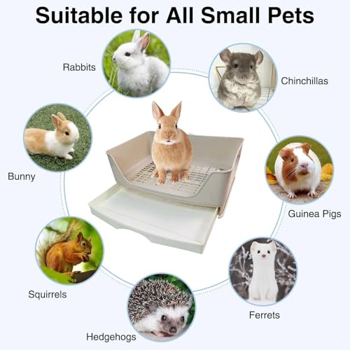 kathson Large Rabbit Litter Box Trainer, Potty Corner Toilet with Drawer Bigger Pet Pan for Adult Hamster, Guinea Pig, Ferret, Galesaur, Bunny and Other Animals (Brown) - size: Brown