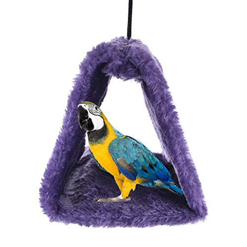 Winter Warm Bird Nest House Shed Hut Hanging Hammock Finch Cage Plush Fluffy Birds Hut Hideaway for Hamster Parrot Macaw Budgies Eclectus Parakeet Cockatiels Cockatoo Lovebird (S, Purple) - color: Purple, size: S