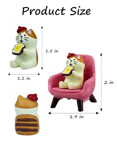 Mevodeata Cute Mini Cat Eating Toast Bread Figurine with Small Sofa Resin Figure for Office Home Decor for Cat Lovers (Pink Sofa) - color: Toast Cat-pink