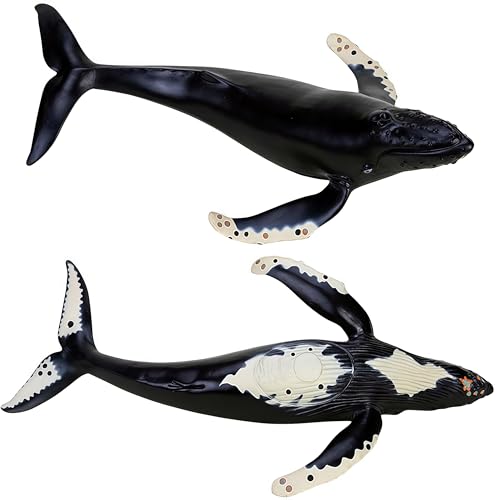 Gemini&Genius Humpback Whale Action Figure, Sea Animal Orca Blackfish Toys | Soft Rubber Ocean Shark, Great for Kids Bath Toys Swimming Toys, Beach Toys, Perfect Cake Coppers - color: Humpback Whale