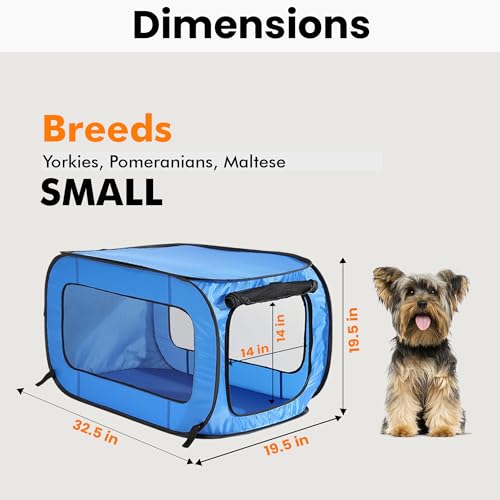 Beatrice Home Fashions Portable, Collapsible, Pop Up Kennel Travel Cat and Dog Crate, 32.5" L x 19.5" W x 19.5" H, Blue (Pack of 12) - color: Blue, size: 32.5"L x 19.5"W x 19.5"H (Pack of 12)