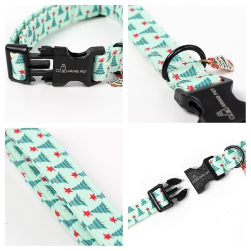 ARING PET Christmas Dog Collar, Cute Green Christmas Tree Pets Collars for Puppy Small Medium Large Girl Boy Dogs-M Size - color: Christmas-Green Tree, size: Medium