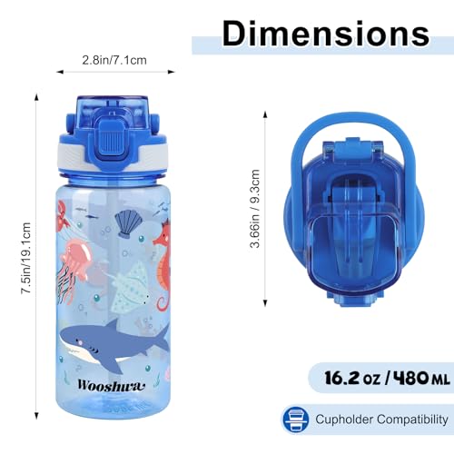 Kids Water Bottle for School, 16 Oz Plastic Water Bottle, 1 Pack | Silicone Spout, Pop-Up Cover, BPA Free & Dishwasher Safe, Marine Animals - color: Marine Animals, size: 16.2 Ounces