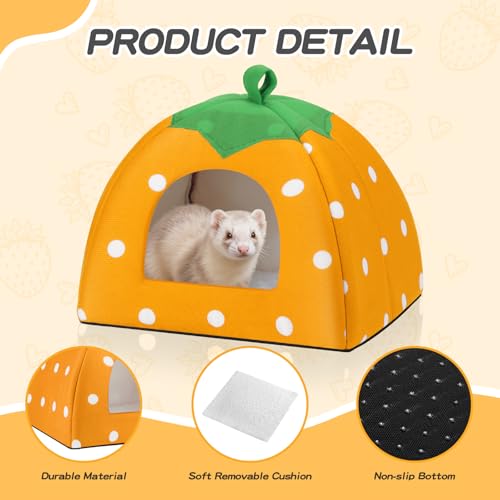 Guinea Pig Hideout Warm Fleece Small Animal Bed Washable Pet Cushion Winter Warm Sleeping Nest for Hamster Rabbit Chinchilla - color: Yellow