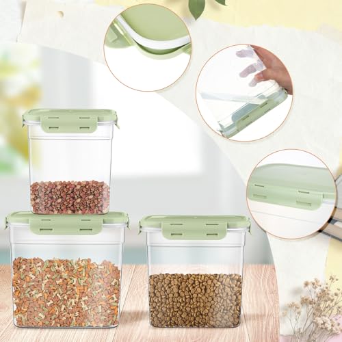 Patelai 6 Pcs Dog and Cat Food Storage Containers with Scoops Set Plastic Pet Food Storage Containers Stackable Airtight Dry for Kitchen 1.27, 2.4, 4 Qt (Green) - color: Green