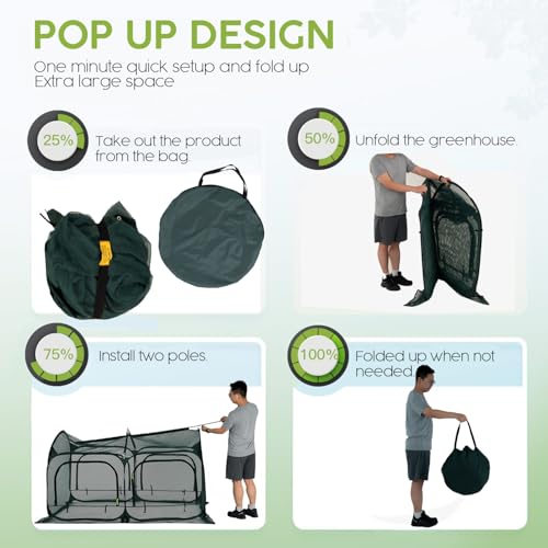Poray Large 8.2x4FT Plant Netting Cover, Pop up Tunnel Crop Cage Gardening Net,Pest Guard Cover for Vegetables &Fruits,Durable Gardening Net for Plant and Animal - size: Large 8.2x4.1X4.3FT