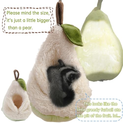 Pear-Shaped Hamster Pouch Bed - Plush Sugar Glider Hideout, Small Pet Habitat Decoration Cozy Cage Accessories for Mice, Gerbil, Golden Bear, Degu