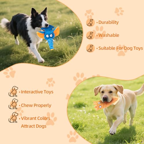 2 Pack Zesty Squeaky Dog Toys with Crinkle Paper & Squeaker - Plush Feel Stuffing-Free Chew Toys for Gentle Small and Medium Dogs, Puppy Teething Toys for Boredom Relief & Dental Care
