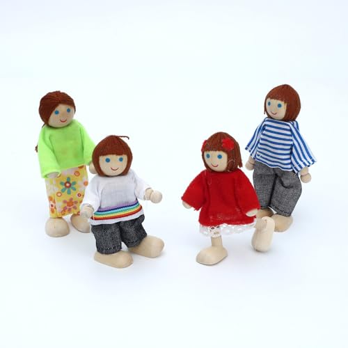 ONEST 10 Pieces Wooden Dollhouse Family Set Mini People Figures Sets Dollhouse Dolls Wooden Doll Family Pretend Play Figures Accessories for Pretend Doll House - style: Household Style