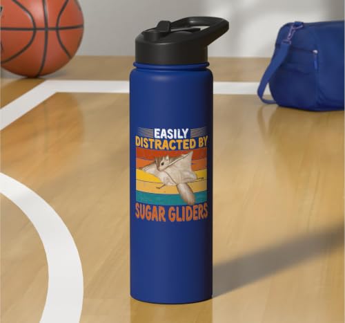 Easily Distracted By Sugar Gliders Cute Sugar Glider Costume Stainless Steel Insulated Water Bottle - color: Royal Blue