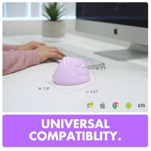 X9 Performance Wireless Vertical Ergonomic Mouse - (BT + 2.4Ghz) - Click in Comfort - Up to 4000 DPI, 6 Button, Rechargeable - Bluetooth Ergonomic Vertical Mouse Wireless - for Mac and PC - Purple - color: Purple
