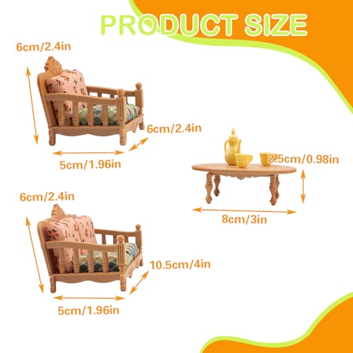 Hamster Mini Sofa Chair, Cage Decor Photo Toys, Fluffy Small Pet Furniture Including Couch and Teatable Tea Cups, Relax Habitat House Accessories
