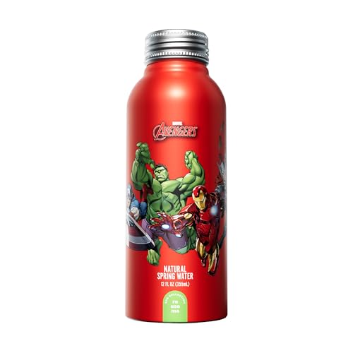 PULSE Marvel Avengers Natural Spring Water - Disney Bottles - Filtered Spring Water - BPA-Free Aluminum Recyclable Bottles - 12 Pack - style: Marvel Avengers