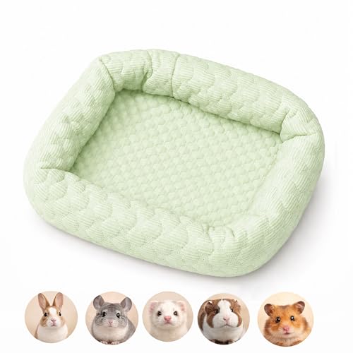 Small Animal Cooling Bed, Ice Silk Summer Pet Bed with Raised Pillow Edges, Non Slip Sleeping Mat for Guinea Pigs, Hamsters, Rabbits and Other Small Pets - color: Green