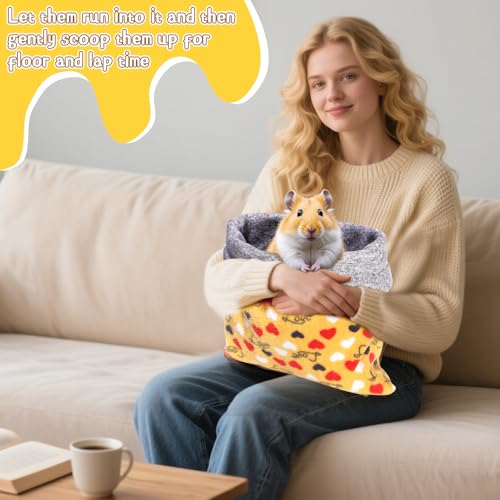 NAPLORD Small Pet Fleece Set,Guinea Pig Snuggle Sack, Tunnel,Fleece Forest Hideout,Square and Round Potty Pads for Guinea Pigs and More - color: Yellow, size: 1 piece Snuggle Sack