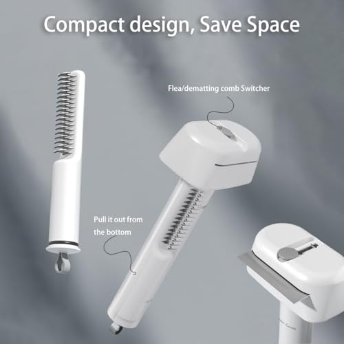 3-1 Dog Hair Grooming Tools for Deshedding, Dematting with Flea Comb | Compact Design, Suitable for Short & Thick Hair, Round Teeth, Sturdy Material, for Cats & Dogs, hassle-free
