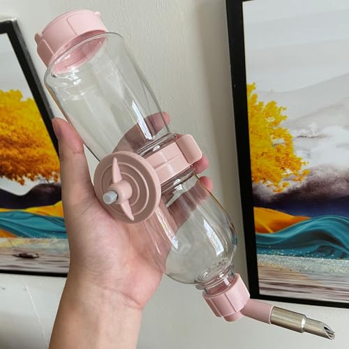 Pink 17oz/500ml No Drip Guinea Pig & Rabbit Water Bottle | Ideal chinchilla water bottle no drip. 500ml leak-proof pink dispenser keeps your small pet's cage clean and dry