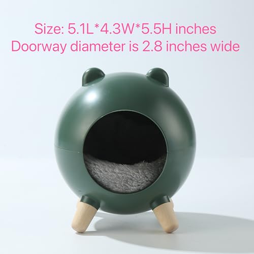 TUTU&LELE Hamster Hideout Space Elf Nest, Tiny House Bed with Round Plush Pad for Hamsters, Mice, Gerbils to Sleep & Play (Green) - color: Green