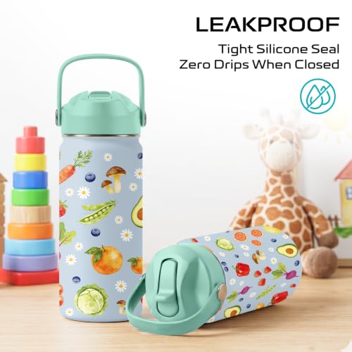 Fruit 16 oz Water Bottle with Straw – Stainless Steel Vacuum Insulated Cup, Leakproof Straw Lid, Reusable Travel Mug for Boys and Girls Outdoor Sports - color: Fruit1