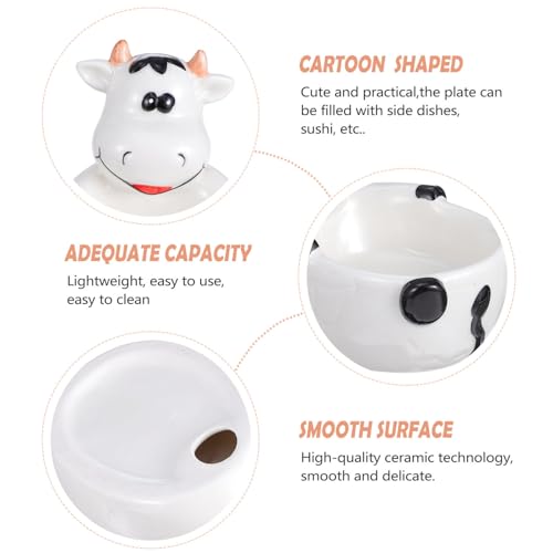 ABOOFAN Animal Shaped Ceramic Bowl Lightweight Cartoon Cow Design Food Container for Dessert Breakfast Snacks Fruit Salad Pasta Soup 5.51X3.54X4.25 Inch