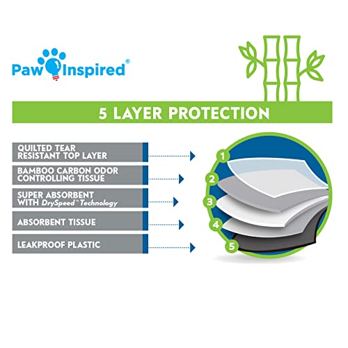 Paw Inspired Disposable Cage Liners, 28x17 Inch (C&C 2x1), 24 Count | Bamboo Charcoal Odor Controlling, Super Absorbent Pads For Guinea Pigs, Ferrets, Rabbits, Hamsters, Small Animals