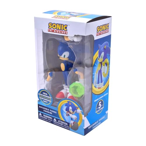 Just Toys – Sonic the Hedgehog Action Figure, 4" Buildable Poseable | Officially Licensed Sonic figure with interchangeable arms & accessories — 4 inch articulated, poseable collectible - style: Sonic