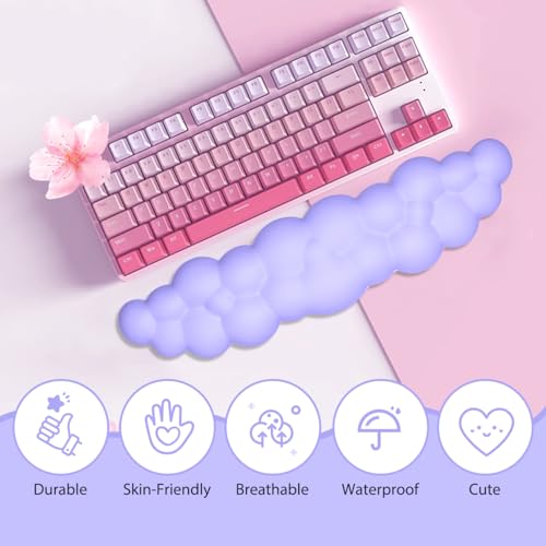 JIKIOU Upgrade Leather Cloud Wrist Rest for Keyboard and Mouse & Cup Pad | Wish Gift-Cute Cloud Shape, Comfortable and don’t Irritate to Skin, Non-Slip PU Base,Soft Memory Foam filled for Pain Relief - color: 04purple