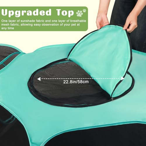 Large Outdoor Cat Enclosure Pop-Up Tent, Portable 3-in-1 Modular Pet Playpen with Zippered Mesh Windows for Indoor & Outside Use, Travel, Backyard, Park - color: green