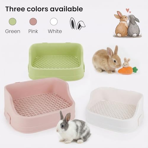 Rabbit Litter Box, Bunny Litter Box, Removable Top and Base, White | Removable Top and Bottom, Easy to Assemble and Clean, Suitable for Adult Rabbits, Guinea Pigs and Other Small Pets - color: White, size: 14" × 9.5" × 6"