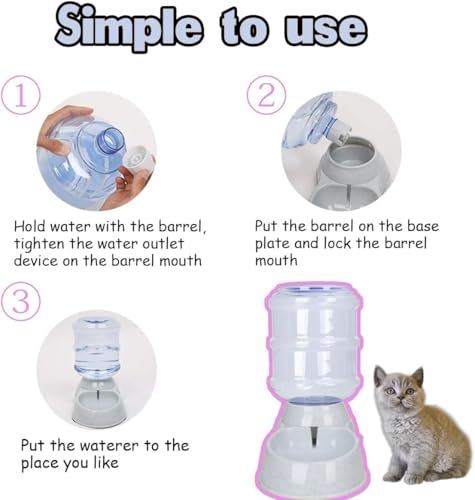 Gravity Pet Feeder and Water Dispenser Set, 3 Gallon/11L Automatic Dog Feeder and Dog Water Dispenser for Dogs Cats Pets Animals Large Capacity