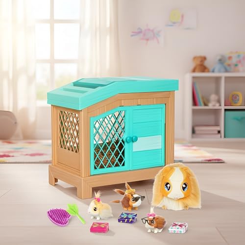 Little Live Pets Mama Surprise Guinea Pig Plush Toy, Interactive Stuffed Guinea Pig Hutch and 3 Babies, Animal Plush with 20+ Sounds, Toys for Ages 4+ - style: Guinea Pig