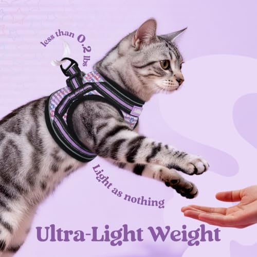 rabbitgoo Cat Harness and Leash Set, Step-in Soft Vest, Stars & Stripes | Escape Proof, Lightweight, Easy-on & Adjustable, Hook & Loop with Buckle, Reflective, for Kittens & Small Cats Walks, S - color: Stars & Stripes, size: S