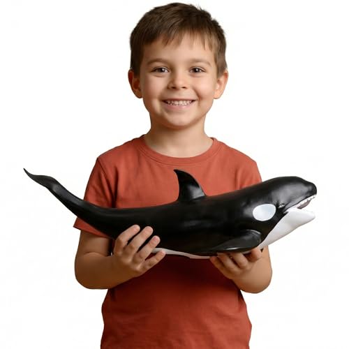 Gemini&Genius Shark Killer Whale Figure Sea Animal Orca Blackfish Toy | Soft Rubber Ocean Shark - 16 Inches Length - Great for Kids Bath Swimming, Beach Toys, Perfect Cake Toppers - color: Killer Whale