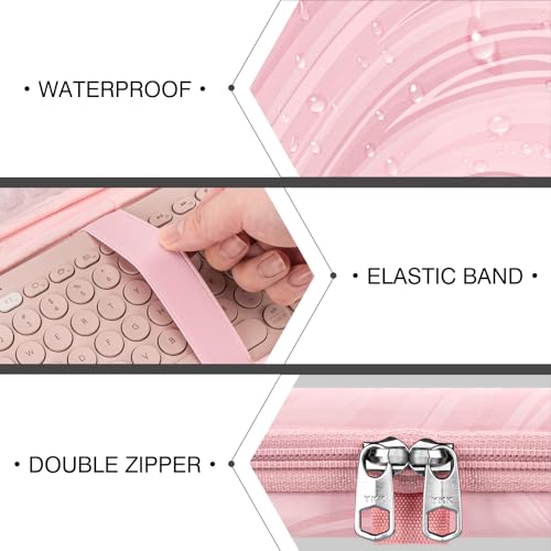 Keyboard Hard Travel Case, Compatible with Logitech K380, Pebble Keys 2 K380s, M350, M350s & More, Pink