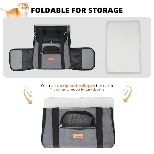 SMOUATOU Cat Carrier, Dog Carrier, Cat Bag Carrier, Cat Travel Carrier, Soft-Sided and Scratch-Proof mesh Cat Bag Pet Carriers, Travel Puppy Carry, Pet Home (Grey) - color: Grey