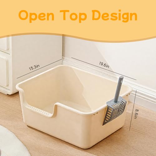 Large Cat Litter Box with High Sides,Cat Litter Pan with Low Entry,Cat Box for Indoor Kittens & Senior Cats,Anti-Splashing,Waterproof,Easy to Clean,Durable (Speckle Gray) - color: Speckle Gray