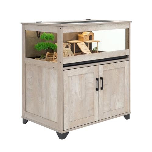 unipaws Hedgehog Cage with Storage Cabinet and Tray, Hamster Cage | Small Animal Cage, Clear Transparent PVC Visual Enclosure - size: 34"H
