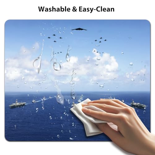 US Navy Carrier Strike Group Mouse Pad, Patriotic Blue Ocean Desk Mat | 9.5"x 7.9", Fighter Jets Aircraft Formation Naval Ships Military Design, Cute Smooth & Anti-Slip Mousepad - color: Colorful Design Wknoon-Art 33