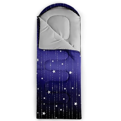 QOOMO Camping Sleeping Bags,3 Season Warm & Cool Weather,Lightweight,Waterproof Sleeping Bags for Adults & Kids,Traveling,and Outdoors,Camping Gear Equipment - color: Galaxy 15