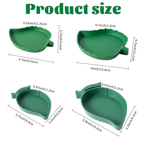 4Pack Terrarium Bowls Turtle Feeding Dishes Shallow and Flat Reptile Food and Water Feeder for Tortoise,Bearded Dragon,Lizards,Gecko,Cute Leaf and Mango Shaped