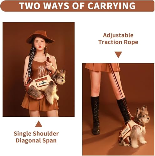 Wakytu Dog Lift Harness Dog Carrier Sling for Small Dogs & Cats,S | stylish puppy sling carrier with handle & pocket,adjustable leash,walking & travel - color: 1.0 White, size: Small(4-8 LBS)