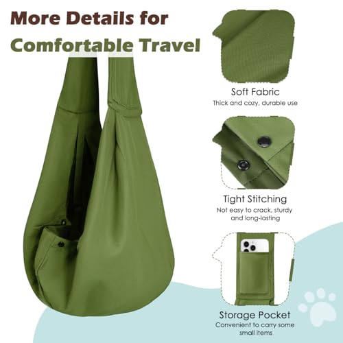 Pawaboo Small Dog Sling Carrier | Reversible Puppy Small Pet Carrier,Hands Free,Safety Buckle,Storage Pocket for Travel,Outdoor Activities Matcha Green - color: Matcha Green